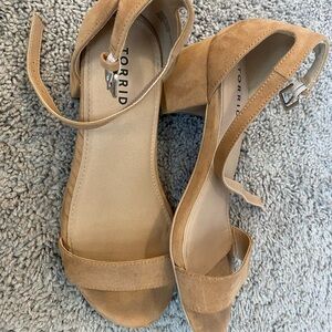 Ankle strap block heel from Torrid, size 9.5WW, beige